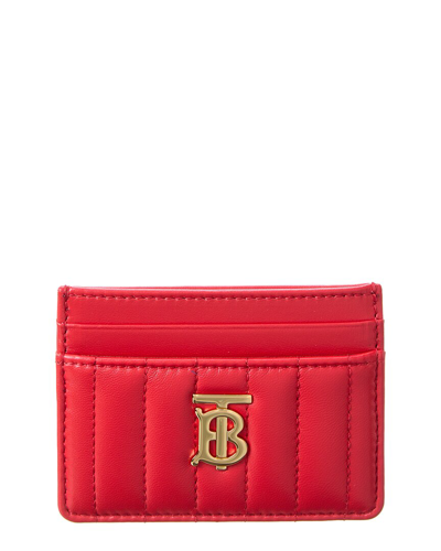 Shop Burberry Lola Quilted Leather Card Holder In Red
