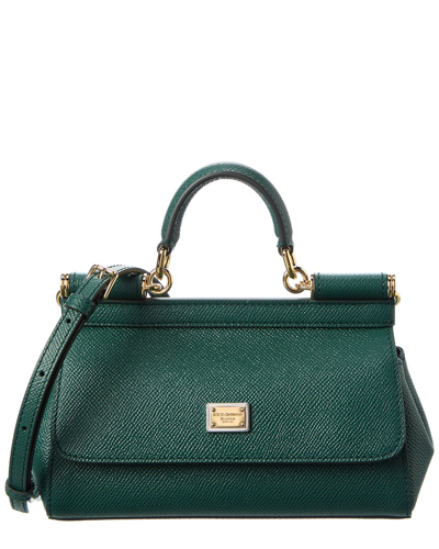 Shop Dolce & Gabbana Sicily Small Leather Satchel In Green