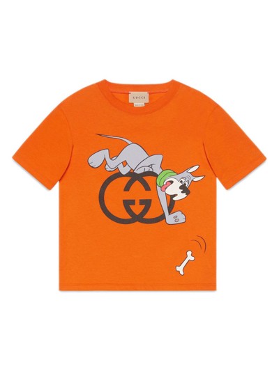 Shop Gucci Cartoon-print Cotton T-shirt In Orange