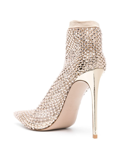 Shop Le Silla Gilda 120mm Crystal-embellished Pumps In Neutrals