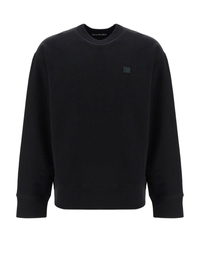 Shop Acne Studios Face Patch Crewneck Sweatshirt In Black
