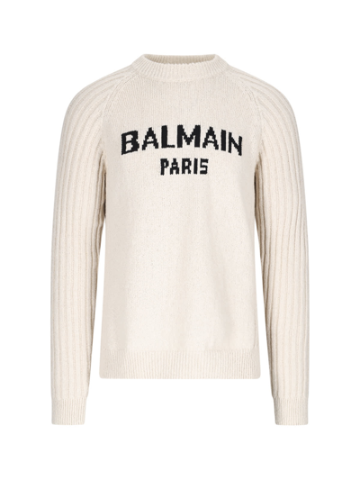 Shop Balmain Sweater In Cream
