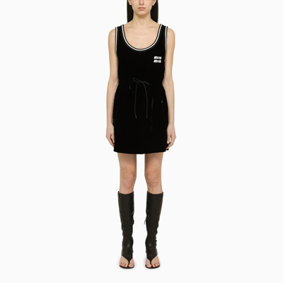 Shop Miu Miu Black Velvet Dress In Default Title