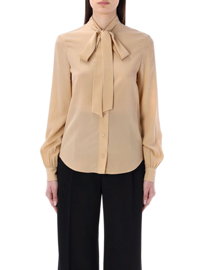 Shop Saint Laurent Pussy-bow Long-sleeved Shirt In Default Title