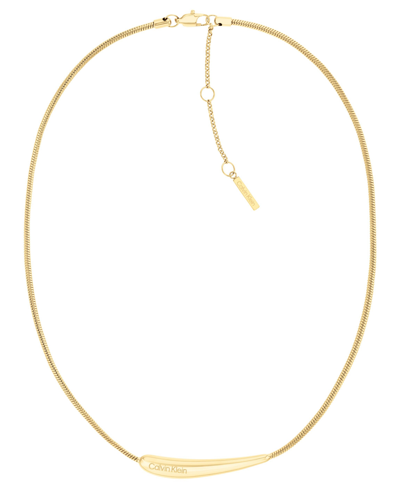 Shop Calvin Klein Linear Drop Necklace In Gold Tone
