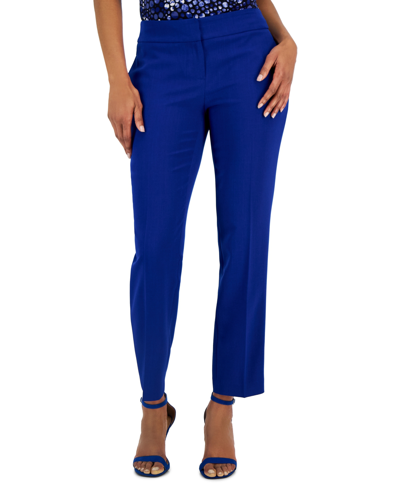 Shop Kasper Petite Slim Straight-leg Trousers In Royal Blue