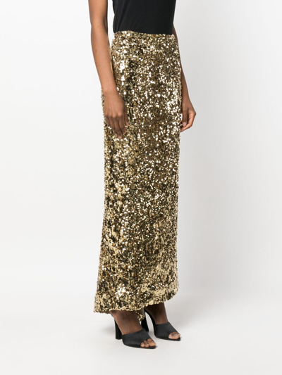 Shop Atu Body Couture Sequin-embellished Maxi Skirt In Gold
