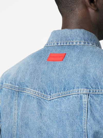 Shop Ferragamo Logo-patch Denim Jacket In Blue