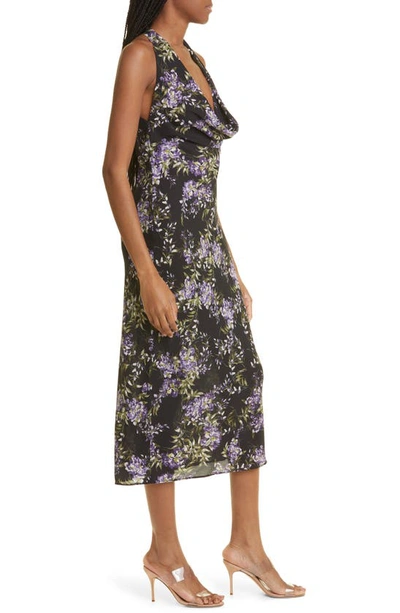 Shop Norma Kamali Floral Print Halter Midi Dress In Lavender Floral