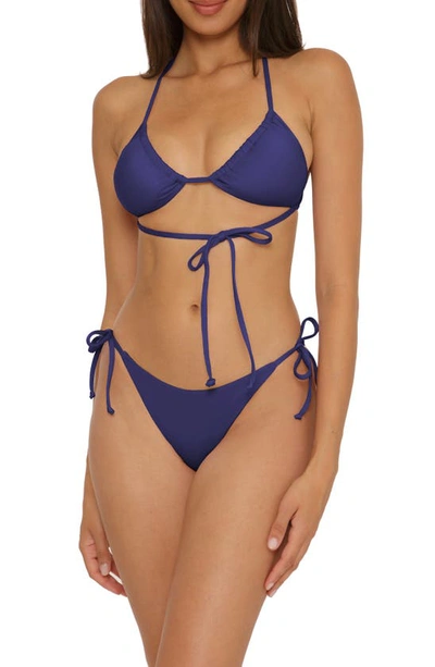 Shop Becca Color Code Side Tie Bikini Bottoms In Navy