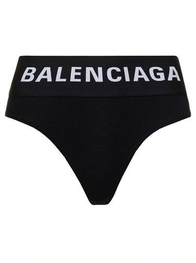 Shop Balenciaga Black Briefs With Branded Elastic At The Waist In Stretch Cotton Woman