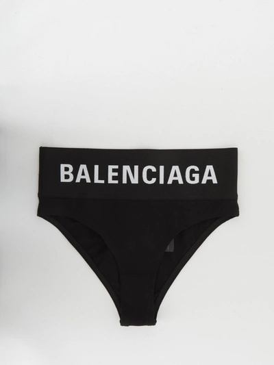 Shop Balenciaga Elastic Briefs With Logo In Black