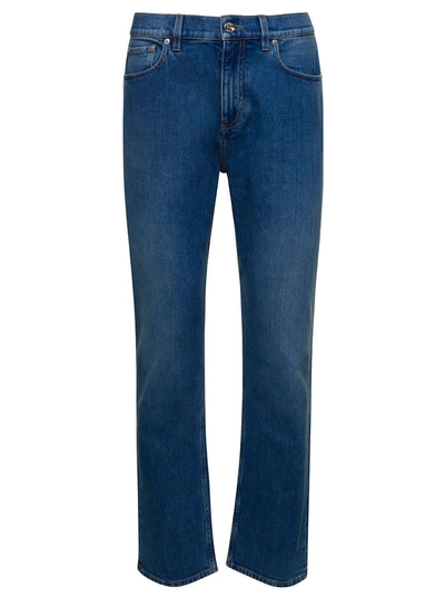 Shop Burberry Blue Jeans With Tb Patch At The Back In Stretch Cotton Denim Man