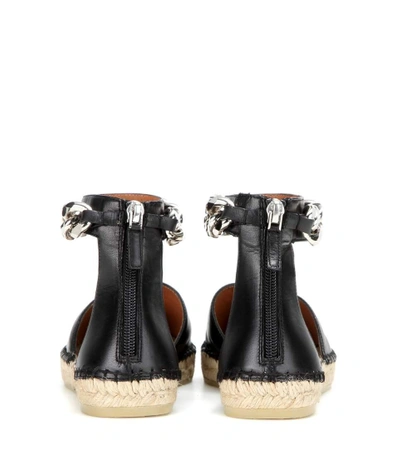 Shop Givenchy Capri Chain Leather Espadrilles In Llack