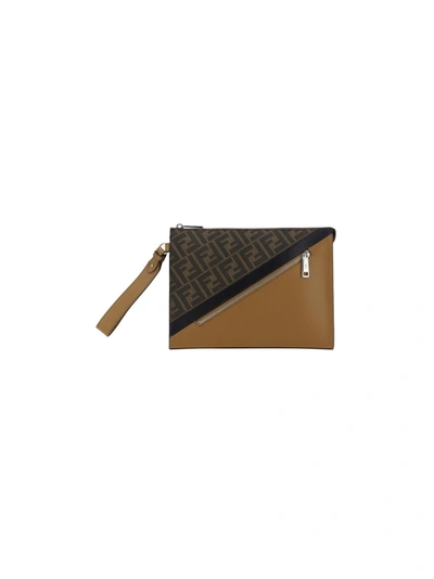 Shop Fendi Clutch Bag In Tab.mr+sand+nero+p
