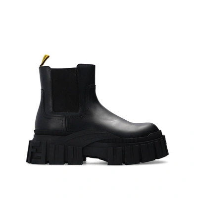 Shop Fendi Leather Platform Boots In Black