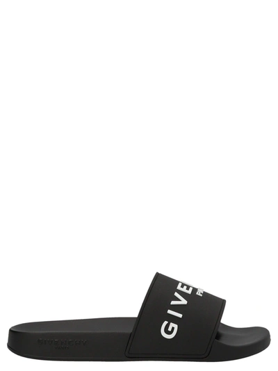 Givenchy Logo Detailed Slides In White/black | ModeSens
