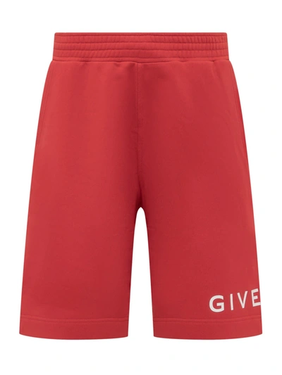 Shop Givenchy Shorts With Logo In Vermillon