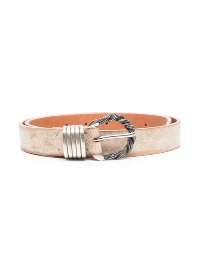 Shop Golden Goose Belt Braided Rope Faded Leather In White Beige