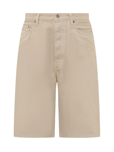 Shop Off-white Wave Off Canvas Utility Shorts In New Beige