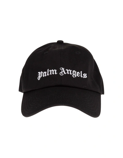 Shop Palm Angels Black Baseball Hat With White Front And Back Logo In Nero