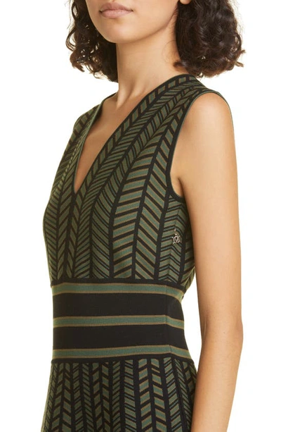 Shop Max Mara Biavo Jacquard A-line Sweater Dress In Green