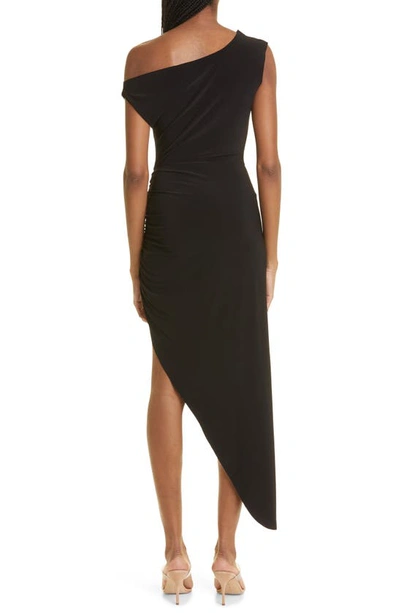 Shop Norma Kamali Off The Shoulder Asymmetric Body-con Dress In Black