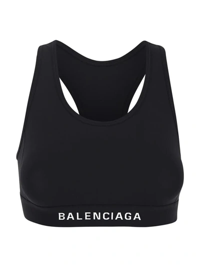 Shop Balenciaga Athletic Sporty Bra In Nero E Bianco