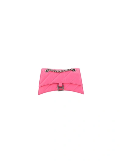 Shop Balenciaga Crush Shoulder Bag In Fluo Pink