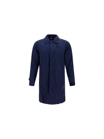 Shop Burberry Camden Coat In Smocked Navy