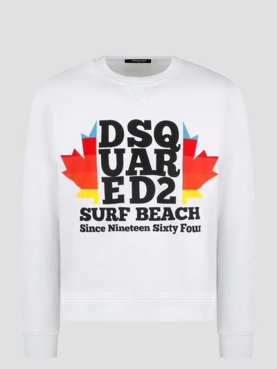 Shop Dsquared2 D2 Surf Beach Cool Sweatshirt In White