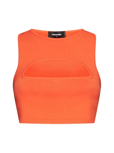 Shop Dsquared2 Top In Flame Orange