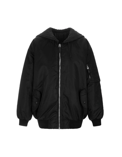 Shop Givenchy Oversized Black Nylon Bomber Jacket With Hood In Nero