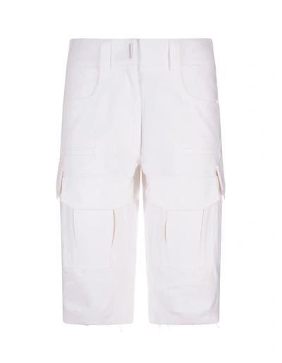 Shop Givenchy White Cotton Cargo Bermuda Shorts In Bianco