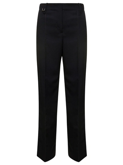 Shop Jacquemus Le Pantalon Cordao Black Pants With Pressed Pleats In Wool Woman