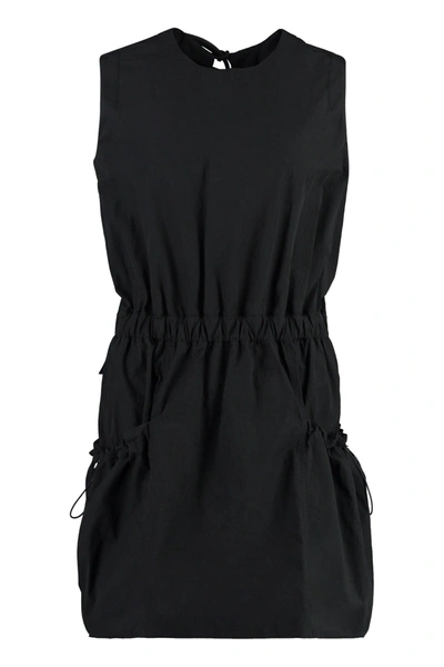 Shop Moncler Cotton Mini-dress In Black