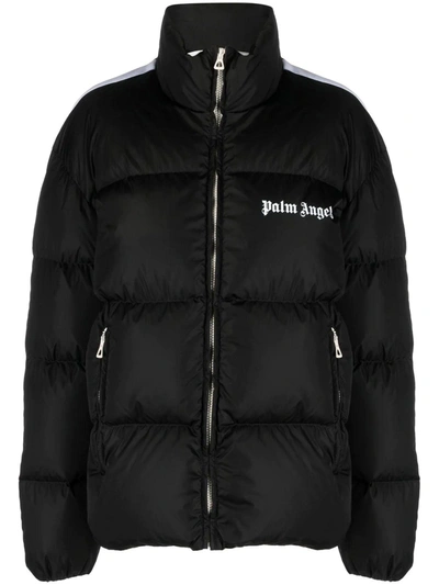 Shop Palm Angels Black Puffer Jacket In Nero