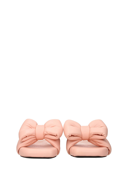 Shop Off-white Slippers And Clogs Leather Pink Pastel Pink