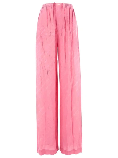 Shop Balenciaga Choked Trousers With Logo Jacquard In Pink