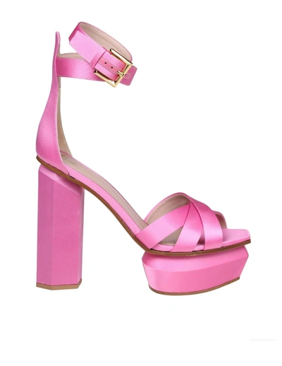 Shop Balmain Ava Platform Sandal In Pink Satin