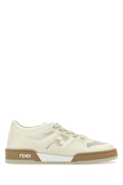 Shop Fendi Ivory Mesh Sneakers In Bianco