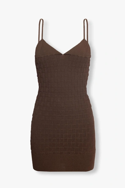 Shop Jacquemus Tecido Sleeveless Dress In Brown