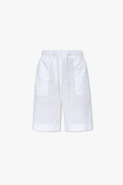 Shop Moncler Logo Patched Drawstring Waist Shorts In Default Title