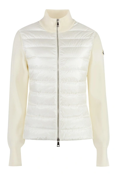 Shop Moncler Zipped Cardigan In Ivory