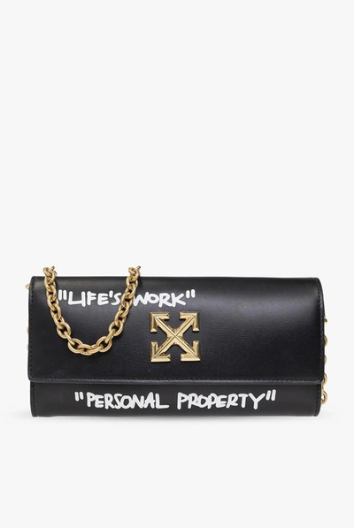 Shop Off-white Jitney Wallet With Chain In Nero