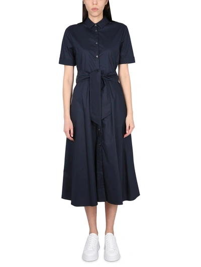Shop Woolrich Belted Dress In Melton Blue