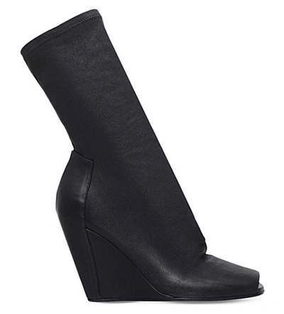 Shop Rick Owens Open-toe Leather Wedges In Black