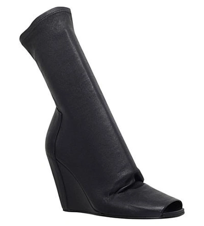 Shop Rick Owens Open-toe Leather Wedges In Black
