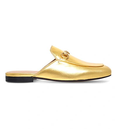 Gucci Princeton Leather Slipper In Gold