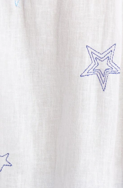 Shop Rails Whitney Star Embroidered Linen Blend Camp Shirt In White Navy Stitched Stars